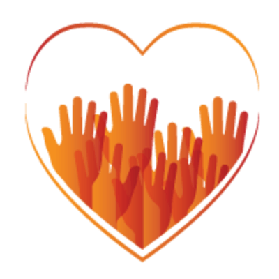 volunteer hands outstretched inside heart